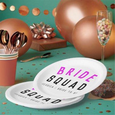 Bride Squad | Hot Pink Bachelorette Bridesmaid Paper Plates