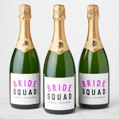 Bride Squad | Hot Pink Bachelorette Bridesmaid Sparkling Wine Label