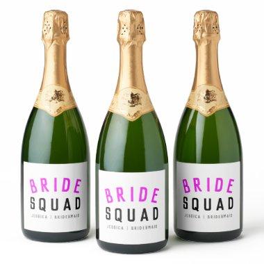 Bride Squad | Hot Pink Bachelorette Bridesmaid Sparkling Wine Label