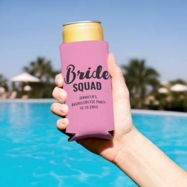 Bride Squad Name Bridal Shower Bachelorette Party Seltzer Can Cooler