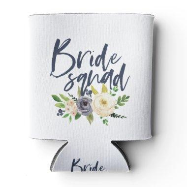 bride squad navy floral bachelorette bridal shower can cooler
