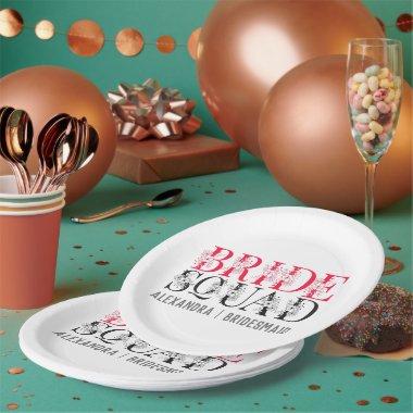 Bride Squad | Pink Bachelorette Party Bridesmaid Paper Plates