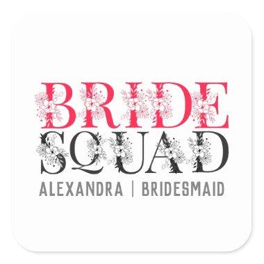 Bride Squad | Pink Bachelorette Party Bridesmaid Square Sticker