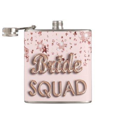 Bride squad rose gold blush stars bachelotette flask