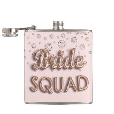 Bride squad rose gold pink diamonds bachelotette flask
