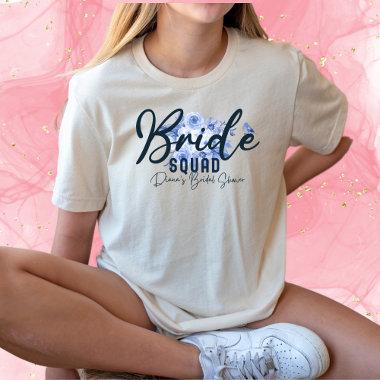 Bride Squad-Rustic Dusty Blue Rose Watercolor-Boho T-Shirt