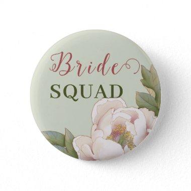 Bride Squad Sage and Blush Pink Floral Button