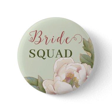 Bride Squad Sage and Blush Pink Floral Button