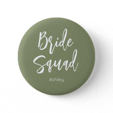 Bride Squad Sage Green White Wedding Button