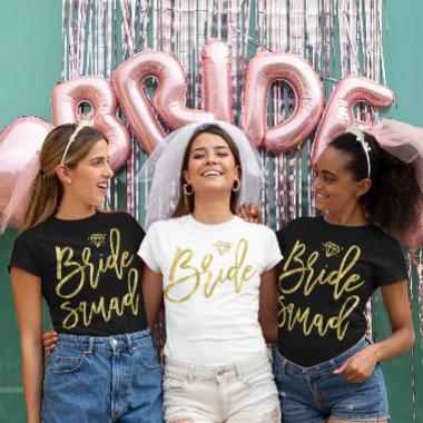 Bride Squad Shirt With Faux Gold Diamond Graphics