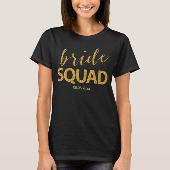 Bride Squad Shirts With Gold Sequins Effect
