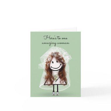 Bride Stick Figure Girl with Bouquet
