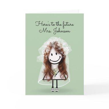 Bride Stick Figure Girl with Sneakers and Daisies