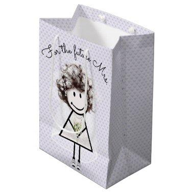 Bride Stick Girl In Lace Dress and Sneakers Medium Gift Bag