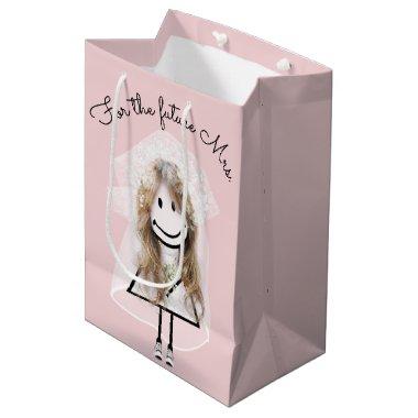 Bride Stick Girl In Lace Dress and Sneakers Medium Gift Bag