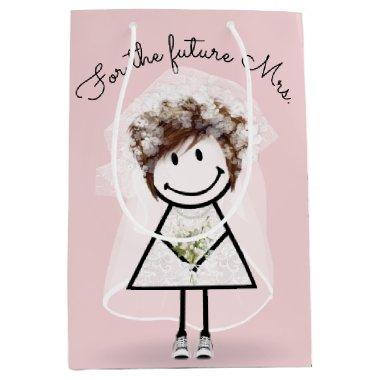 Bride Stick Girl In Lace Dress and Sneakers Medium Gift Bag