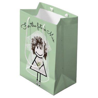 Bride Stick Girl In Lace Dress and Sneakers Medium Gift Bag