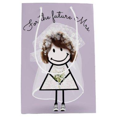 Bride Stick Girl In Lace Dress and Sneakers Medium Gift Bag