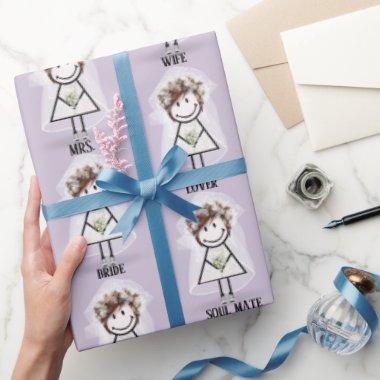Bride Stick Girl In Sneakers and Bouquet Wrapping Paper