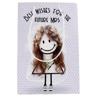 Bride Stick Girl In Sneakers on Hearts Medium Gift Bag