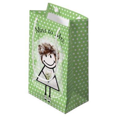 Bride Stick Girl In Sneakers On Polka Dots Small Gift Bag