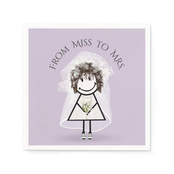 Bride Stick Girl in Sneakers with Daisy Bouquet Napkins