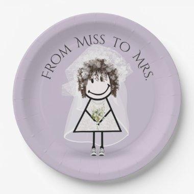 Bride Stick Girl In Sneakers with Daisy Bouquet Paper Plates