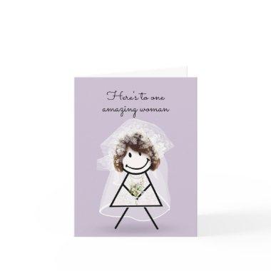 Bride Stick Girl with Bridal Bouquet Invitations