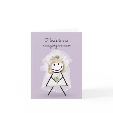 Bride Stick Girl with Bridal Bouquet Invitations