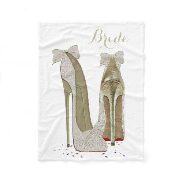 Bride Stiletto Shoes Art Fleece Blanket