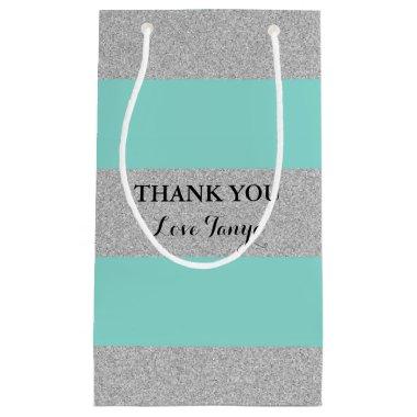 BRIDE Teal Blue And Silver Shower Party Small Gift Bag
