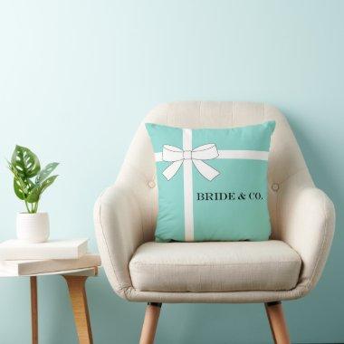 BRIDE Teal Blue Bridal Shower Personalized Throw Pillow
