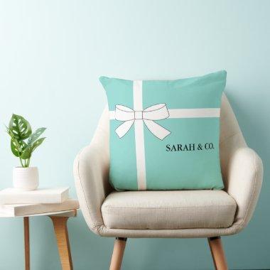 BRIDE Teal Blue Shower Party Personalize Decor Throw Pillow