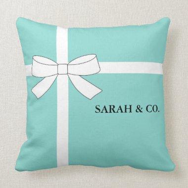 BRIDE Teal Blue Shower Party Personalize Decor Throw Pillow