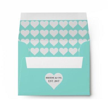 BRIDE Teal Blue & Silver Hearts Shower Party Envelope