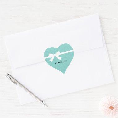 BRIDE Teal Blue Tiara Party Personalized  Heart Sticker