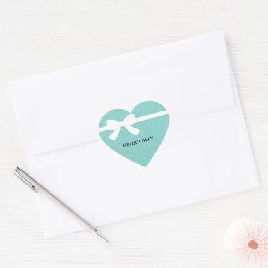 BRIDE Teal Blue Tiara Party Personalized  Heart Sticker