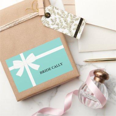 BRIDE Teal Blue Tiara Party Personalized  Rectangular Sticker