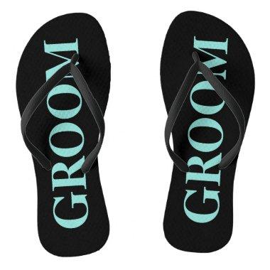 BRIDE Teal Blue Wedding Bridal Party Groom Flip Flops