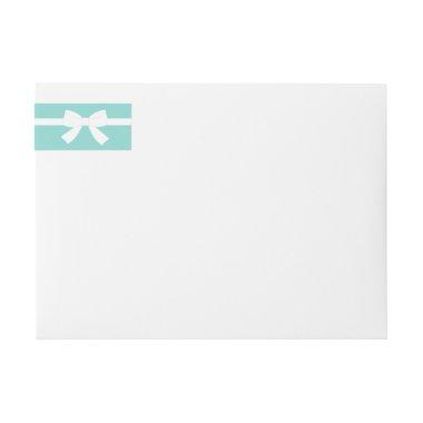 BRIDE Teal Blue White Bow Address Envelope Wrap Around Label