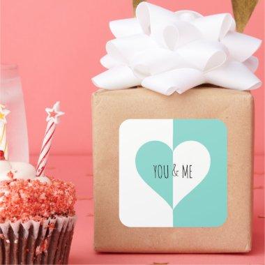 BRIDE Teal Blue You & Me Suite Shower Party Square Sticker