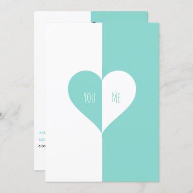 BRIDE Teal Blue You & Me Wedding Suite Party Invitations