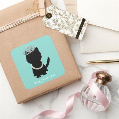 Bride & Tiara Cat Party Bridal Shower Square Sticker