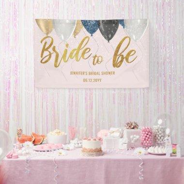 Bride to Be Balloons Denim Pink Bridal Shower Banner