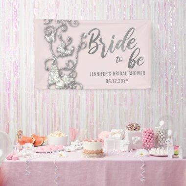 Bride to Be Butterflies Bling Vines Bridal Shower Banner