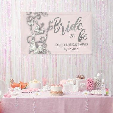Bride to Be Butterflies Bling Vines  Banner