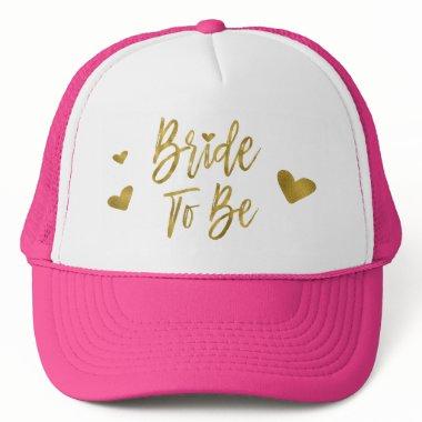 Bride To Be Faux Gold Foil and Pink with Heart Trucker Hat