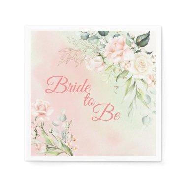 Bride to Be Floral Elegant Pink Chic Girly Bridal Napkins