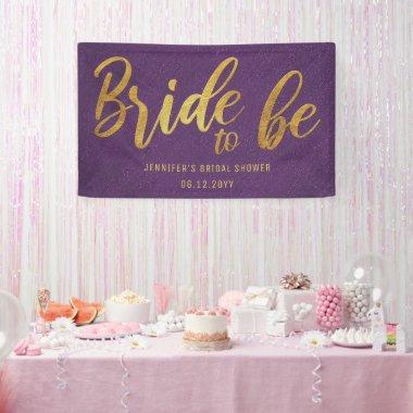 Bride to Be Gold Calligraphy Purple Bridal Shower Banner