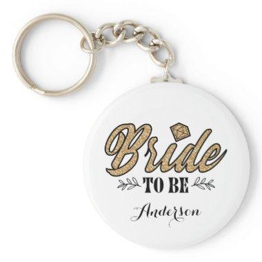 Bride To Be Key Chain-Gold & Black Keychain